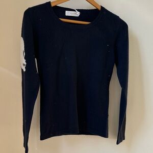 Amour Vert Navy Cashmere Skull Sweater